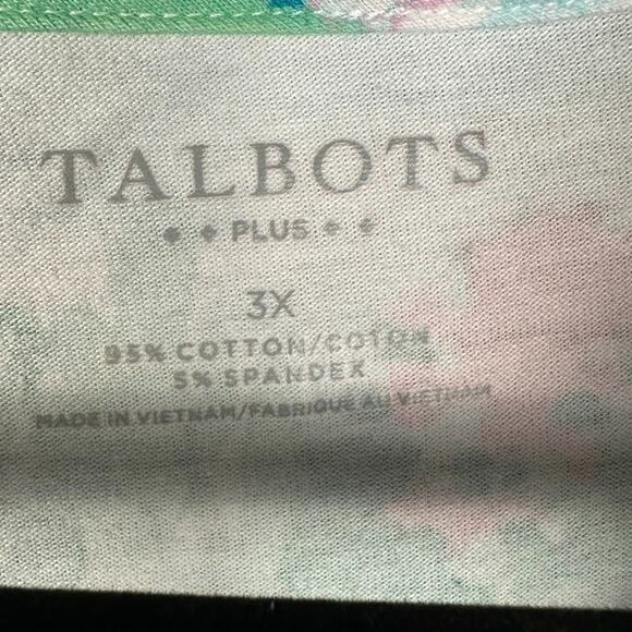 Talbots Top Womens 3X Pink Short Sleeve Tropical Resort Preppy Stretch Comfort - Picture 8 of 13